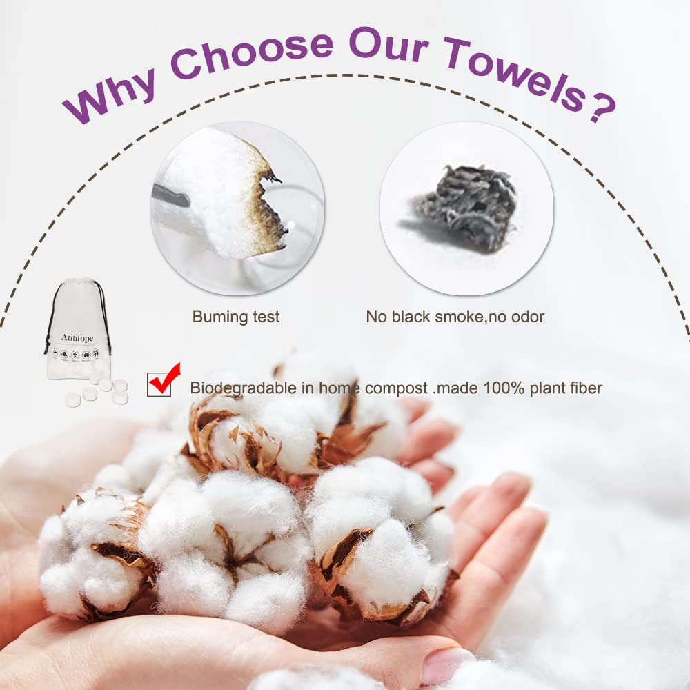 Atitifope Compressed Towels Facial Cleansing Cloths Travel Camping Washcloths (7.9in*7.9in,100pieces)